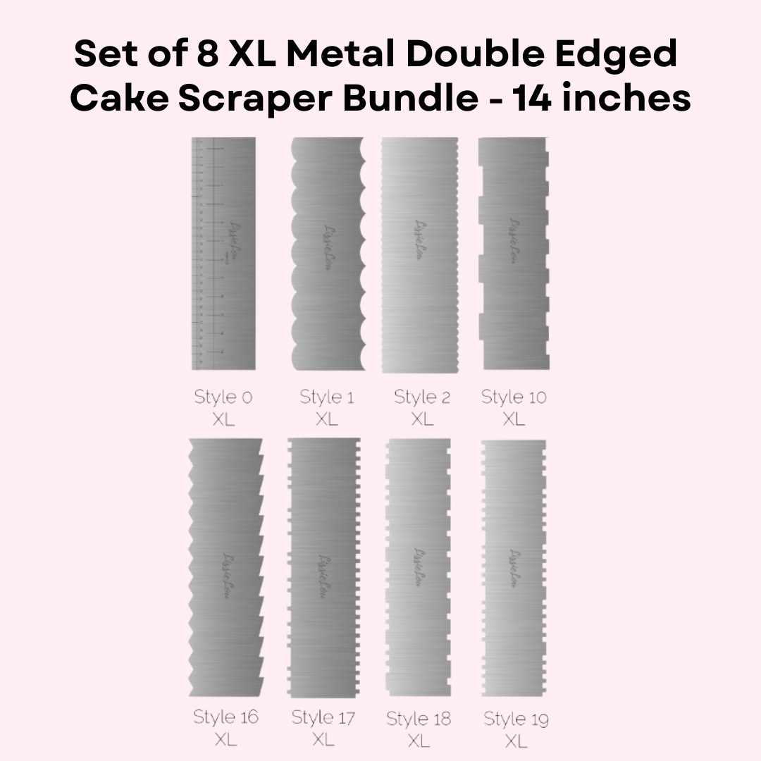 Set of 8 XL Metal Double Edged Cake Scrapers