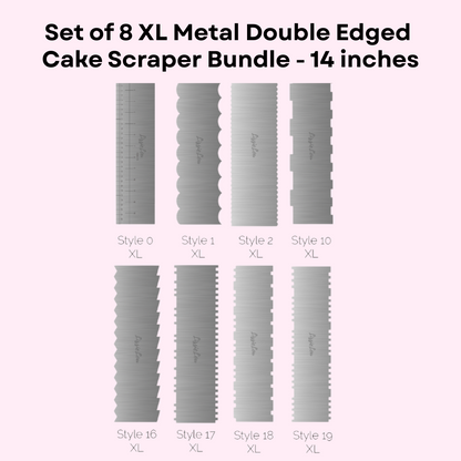 Set of 8 XL Metal Double Edged Cake Scrapers