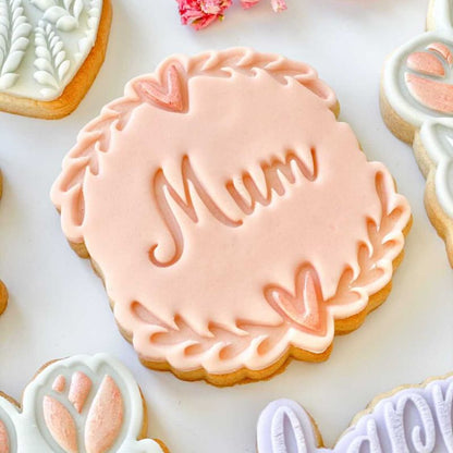 Mum with Heart and Vine Border Mother's Day Cookie Cutter and Stamp