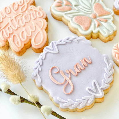 Gran with Heart and Vine Border Mother's Day Cookie Cutter and Embosser