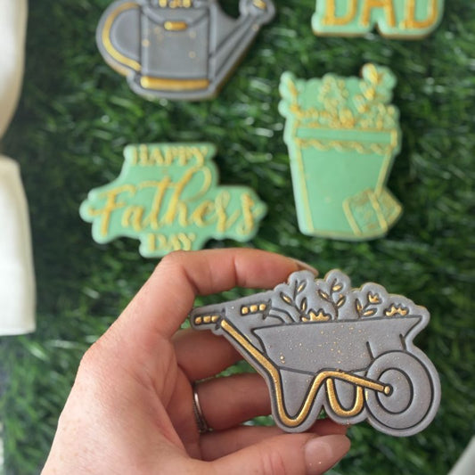 Wheelbarrow with Flowers Father's Day Cookie Cutter and Stamp