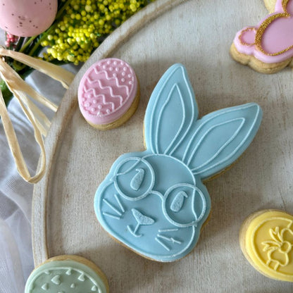 Rabbit with Glasses Easter Cookie Cutter and Embosser