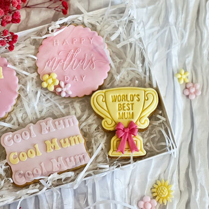 Trophy with Worlds Best Mum Mother's Day Cookie Cutter and Stamp