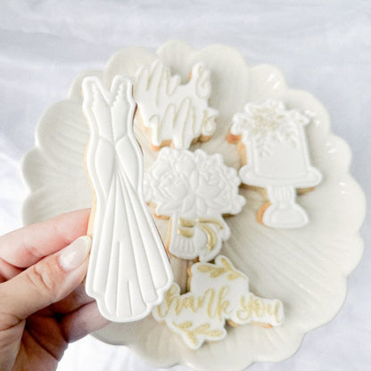 Wedding Dress with Train Cookie Cutter and Stamp