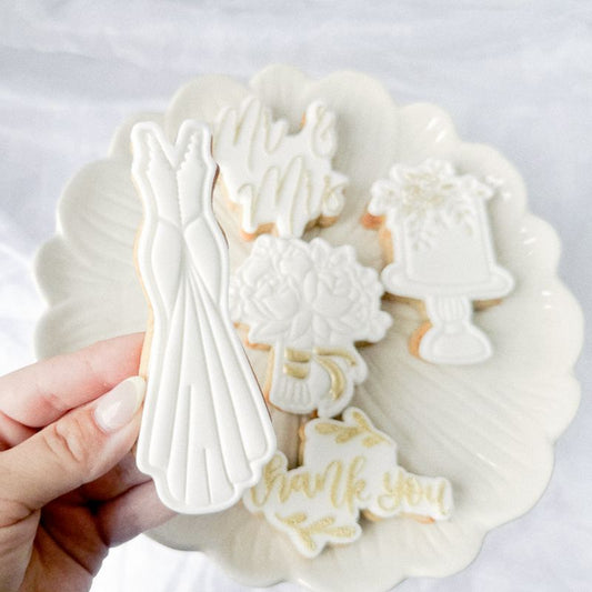 Wedding Dress with Train Cookie Cutter and Stamp