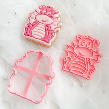 Cute Dragon Princess Cookie Cutter and Stamp