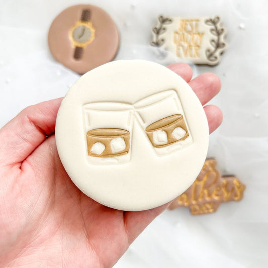 Mini Whiskey Glasses Father's Day Cookie Stamp