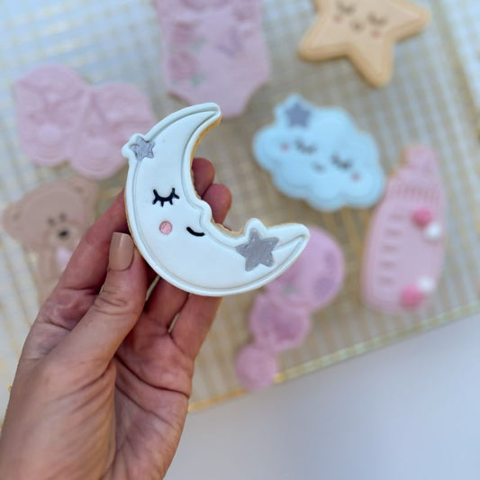 Cute Moon Baby Shower Cookie Cutter and Stamp