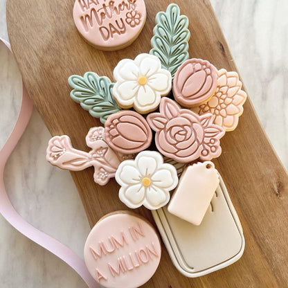 Jar and Flowers Set Mother's Day Cookie Cutter and Stamp