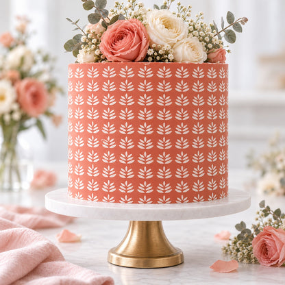 Delicate Petal Pattern Cake Stencil - Full Size Design - cake decorated with the stencil design