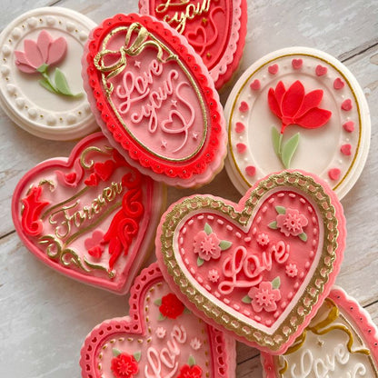 Oval “Love You” Plaque Valentine's 3D Cookie Stamp and Cutter by Bakes+Whimsy
