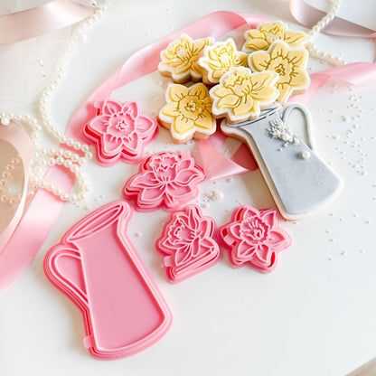 Daffodil Jug Flower Set Easter Spring Cookie Cutters & Stamps