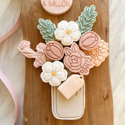Jar and Flowers Set Mother's Day Cookie Cutters & Stamps