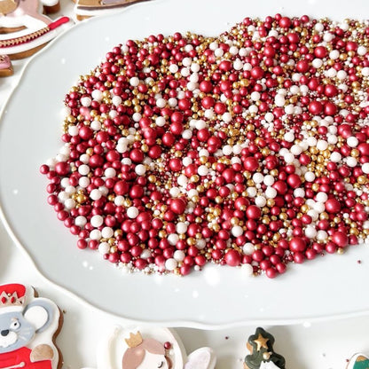 Winter Glow Pearl Wine, Gold and White Bright Shine Ball Sprinkles - Mixed Sizes