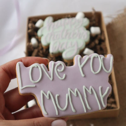 Love You Mummy in Child Font Mother's Day Cookie Cutter and Embosser