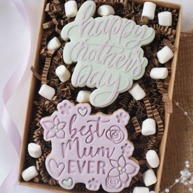 Best Mum Ever with Flowers Style 2 Mother's Day Cookie Cutter and Stamp