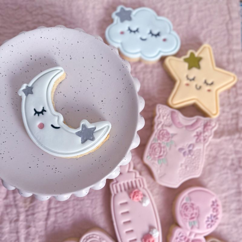 Cute Moon Baby Shower Cookie Cutter and Stamp