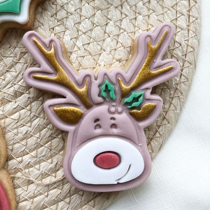 Rudolf Face Christmas Cookie Cutter and Stamp