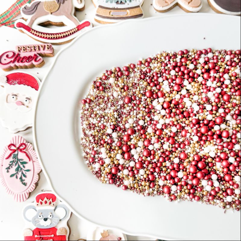 Winter Glow Pearl Wine, Gold and White Bright Shine Ball Sprinkles - Mixed Sizes