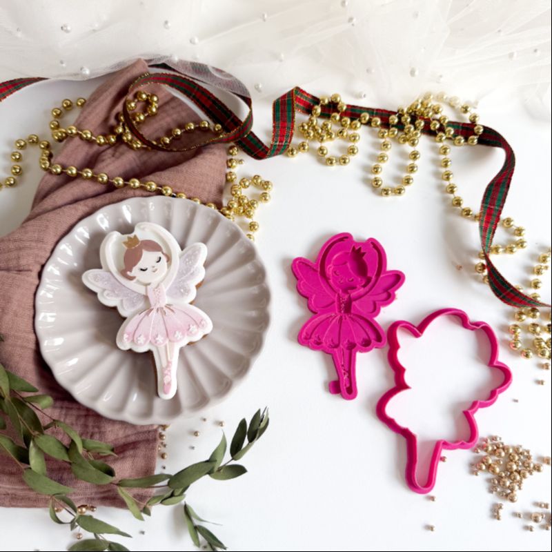 Sugar Plum Fairy Nutcracker Christmas 3D Cookie Stamp and Cutter
