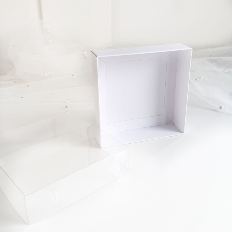 White Square Cookie Boxes with Clear Lid - 118mm x 118mm x 30mm