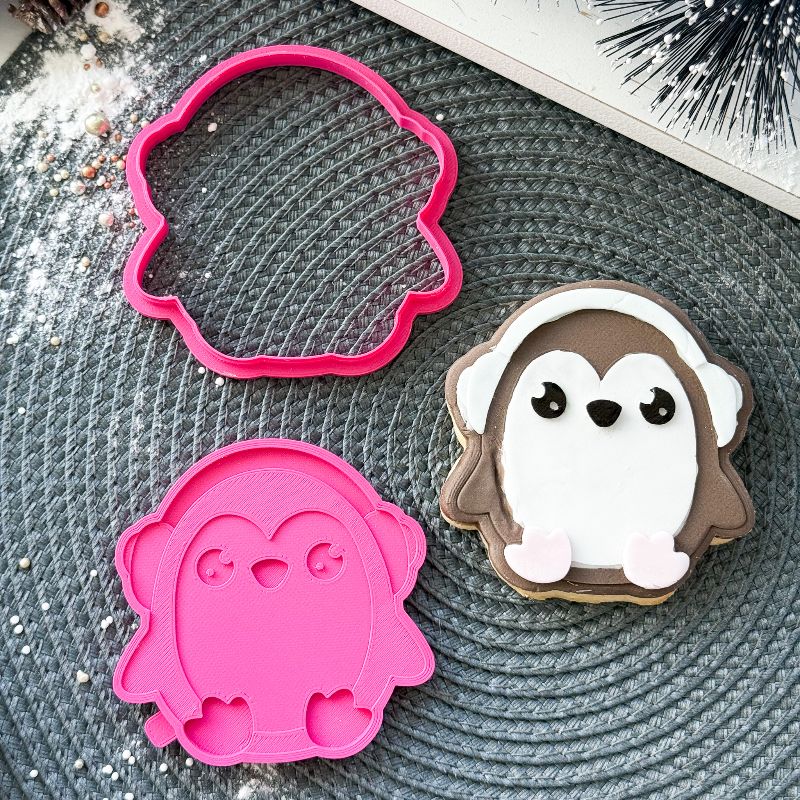 Huggable Penguin 3D Cookie Stamp and Cutter - suitable for two tone effect