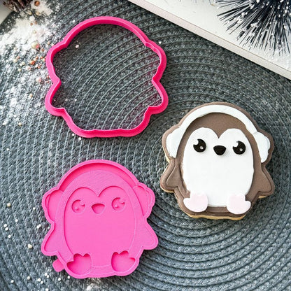 Huggable Penguin 3D Cookie Stamp and Cutter - suitable for two tone effect