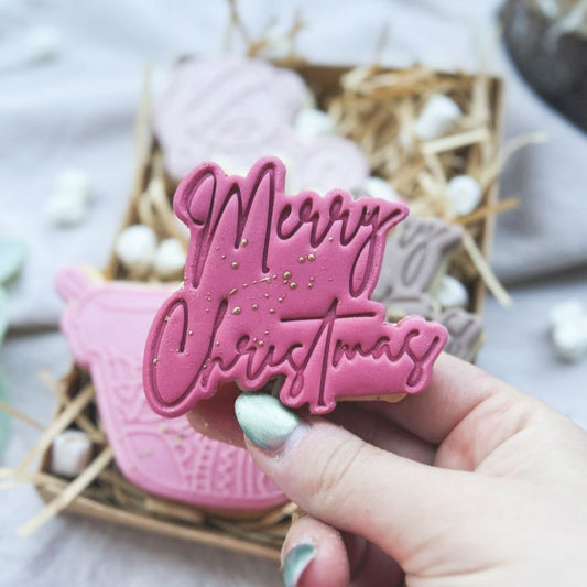 Merry Christmas Style 2 Cookie Cutter and Stamp