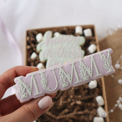 Mummy in Floral Font Mother's Day Cookie Cutter and Embosser