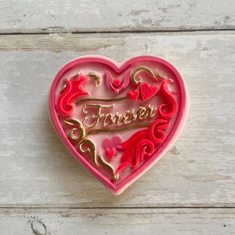 Whimsical Heart “Forever” Valentine's 3D Cookie Stamp and Cutter by Bakes+Whimsy