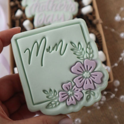 Mum in Square with Flowers Mother's Day Cookie Cutter and Stamp