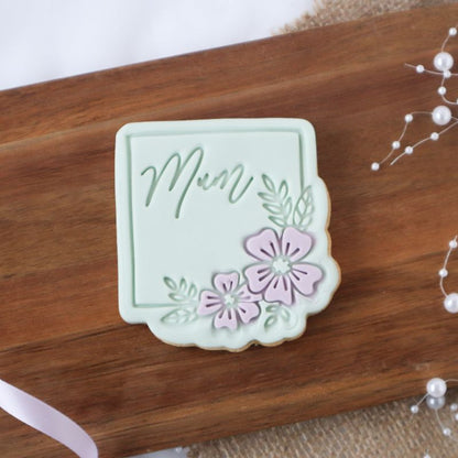 Mum in Square with Flowers Mother's Day Cookie Cutter and Stamp