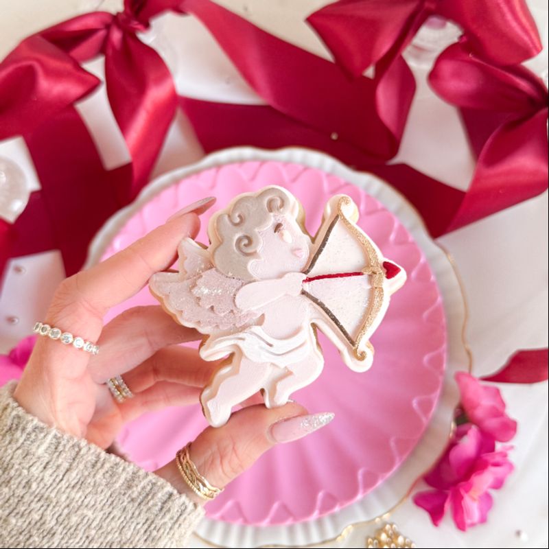 Cute Cupid Valentine's 3D Cookie Stamp and Cutter - suitable for two tone effect
