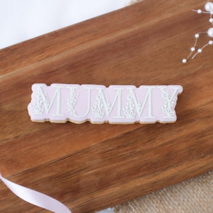 Mummy in Floral Font Mother's Day Cookie Cutter and Embosser