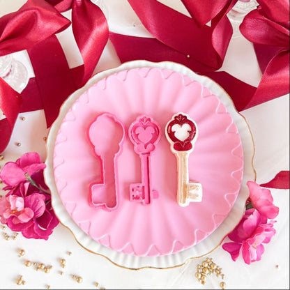 Padlock and Key Valentine's Bundle 3D Cookie Stamp and Cutter - suitable for two tone effect - Set of 6 items