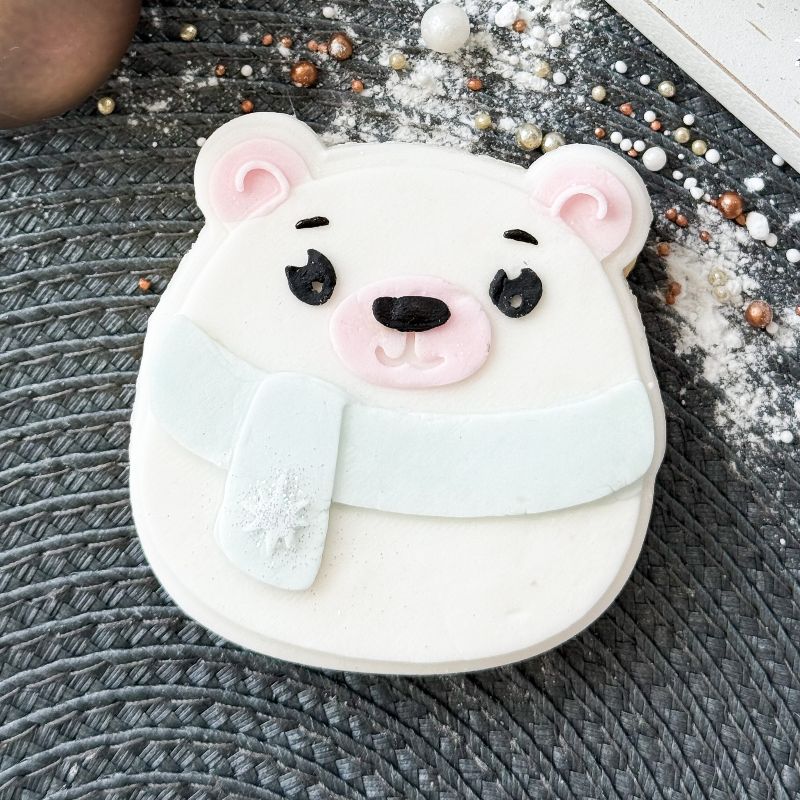 Huggable Polar Bear 3D Cookie Stamp and Cutter - suitable for two tone effect
