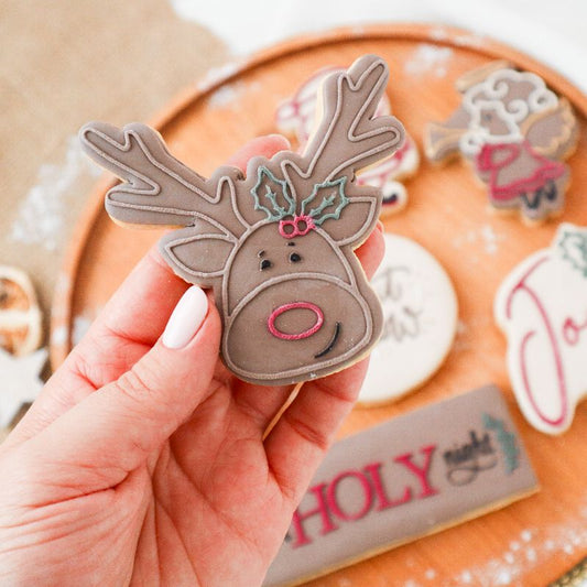 Rudolf Face Christmas Cookie Cutter and Embosser