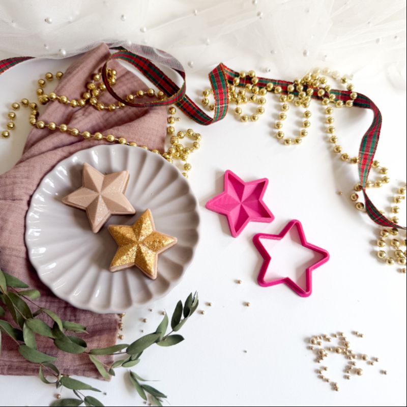 Christmas Star 3D Cookie Stamp and Cutter - suitable for two tone effect