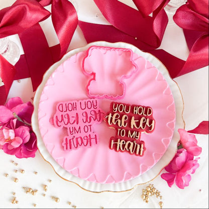 Padlock and Key Valentine's Bundle 3D Cookie Stamp and Cutter - suitable for two tone effect - Set of 6 items