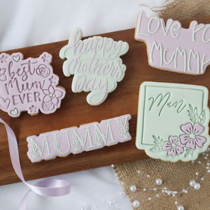 Love You Mummy in Child Font Mother's Day Cookie Cutter and Embosser