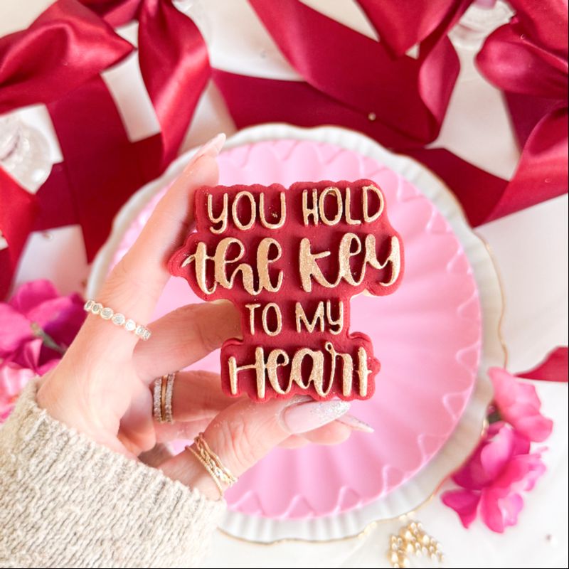 You Hold the Key to My Heart Valentine's 3D Cookie Stamp and Cutter - suitable for two tone effect