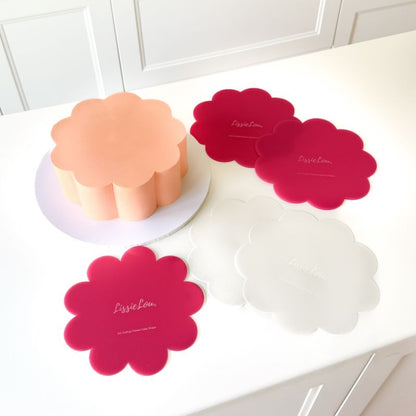 Scallop Flower Ganache Plates - Set of 2 - Flower Shaped Cake Template
