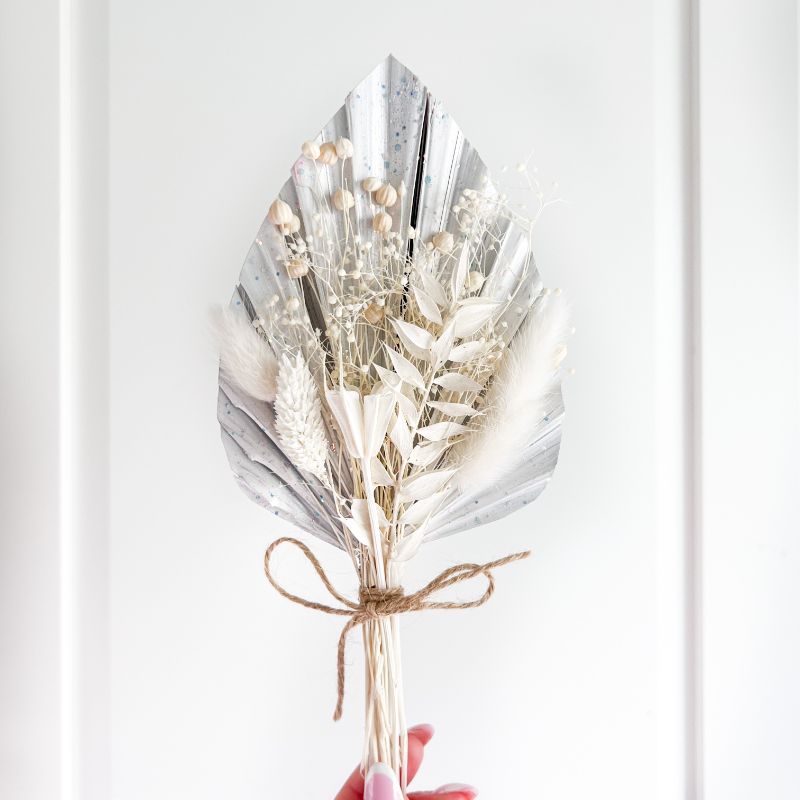 Palm Spears Dried Flower Set - Glitter Silver and Neutrals