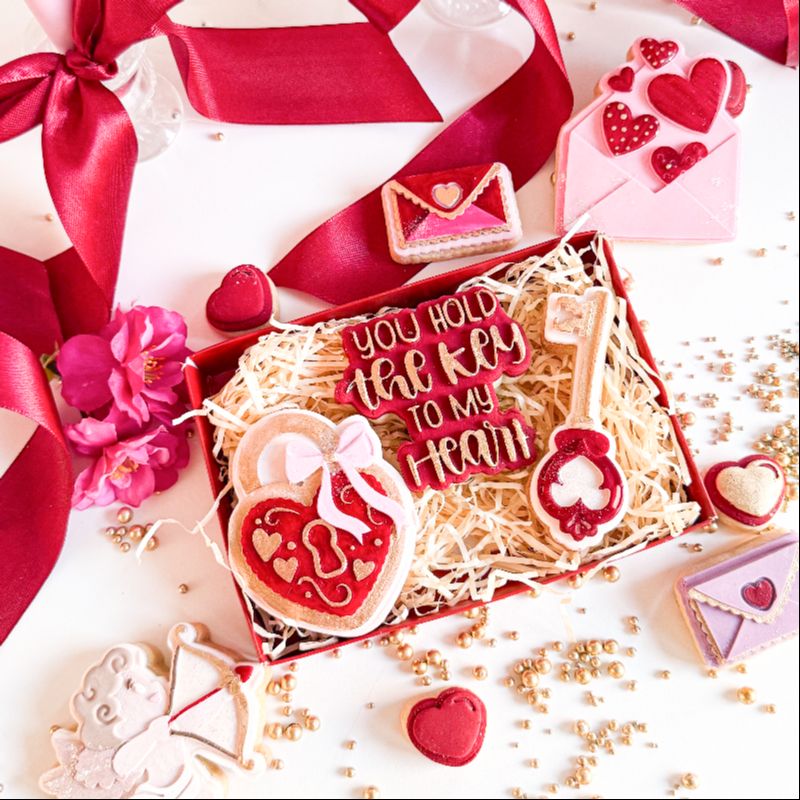 You Hold the Key to My Heart Valentine's 3D Cookie Stamp and Cutter - suitable for two tone effect