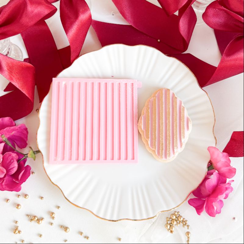 Striped Pattern Tile 3D Cookie Stamp and Cutter - suitable for two tone effect
