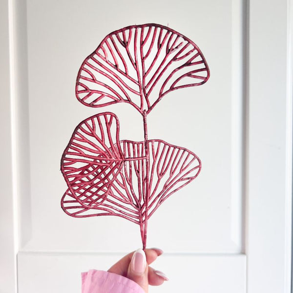 Artificial Ginkgo Biloba Skeleton Leaves - Red