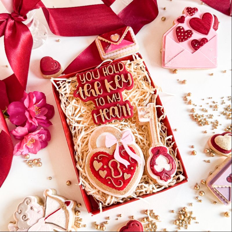You Hold the Key to My Heart Valentine's 3D Cookie Stamp and Cutter - suitable for two tone effect