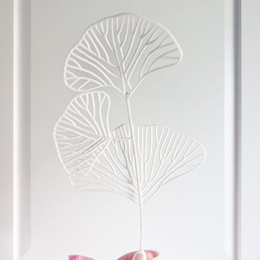 Artificial Ginkgo Biloba Skeleton Leaves - White