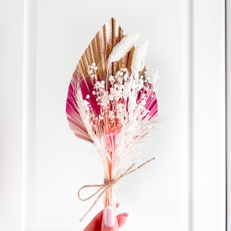 Palm Spears Dried Flower Set - Light Pink, Hot Pink, Gold and Neutral