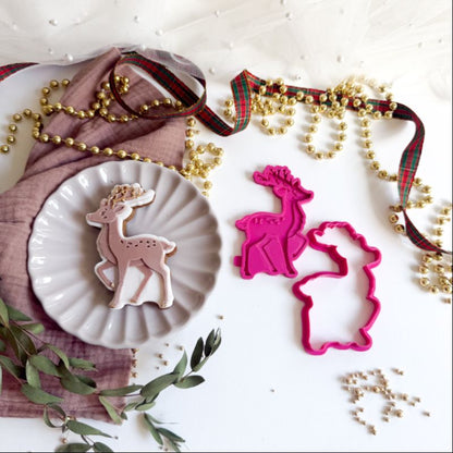 Reindeer Christmas 3D Cookie Stamp and Cutter by ChellBells Cakes - suitable for two tone effect